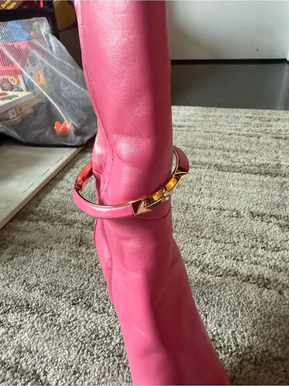 Jimmy Choo Pink High Knee Pointed Toe Stiletto Boots NWOT